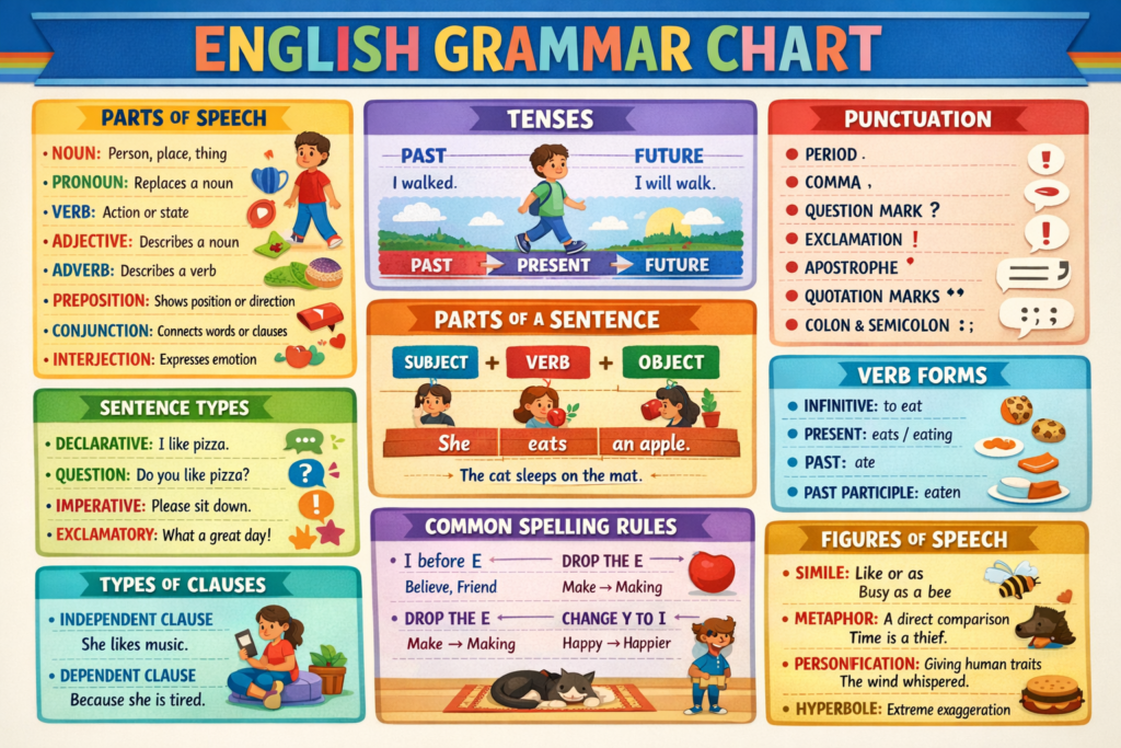 English grammar overview chart