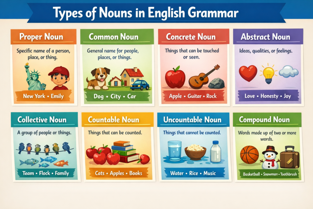Types of Nouns in English grammar