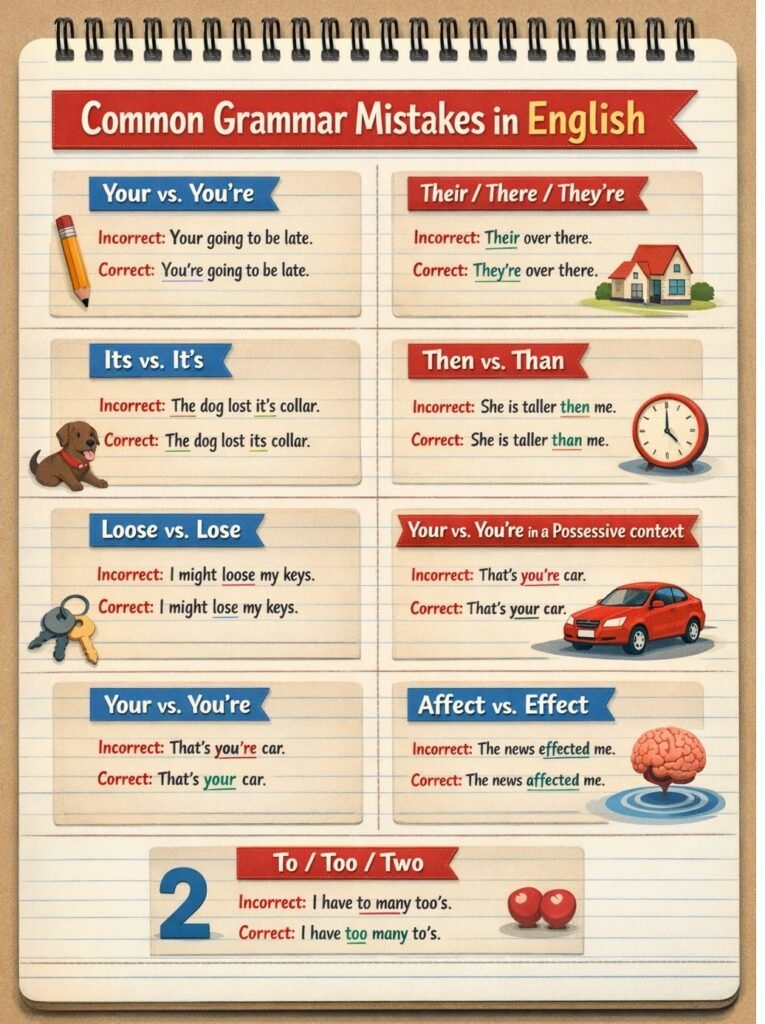 common grammar mistakes in english examples