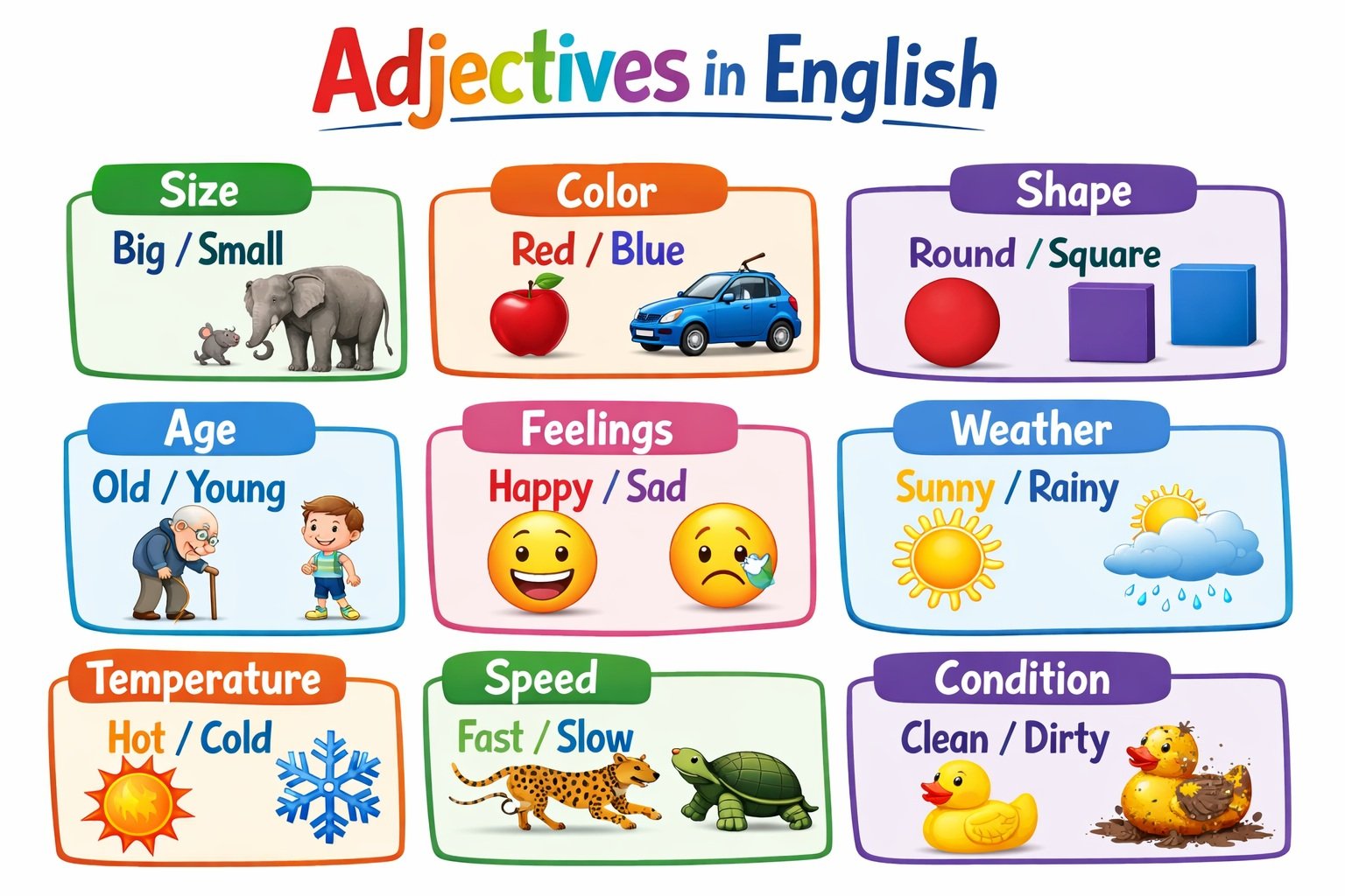 Adjectives in English: Rules, Types and Examples