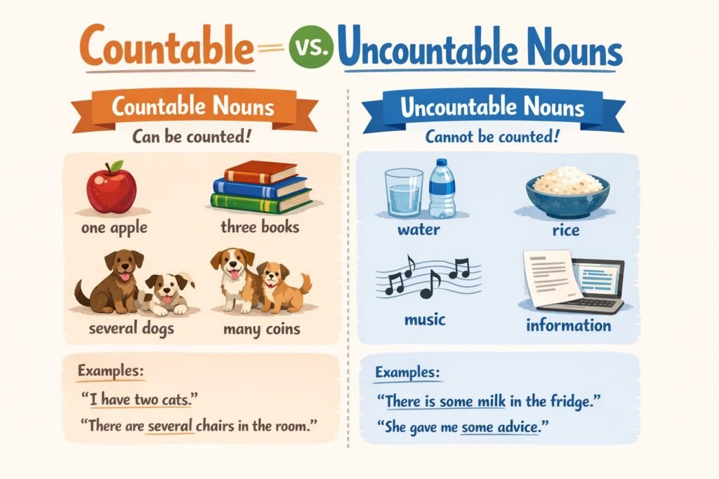 countable vs uncountable nouns examples chart
