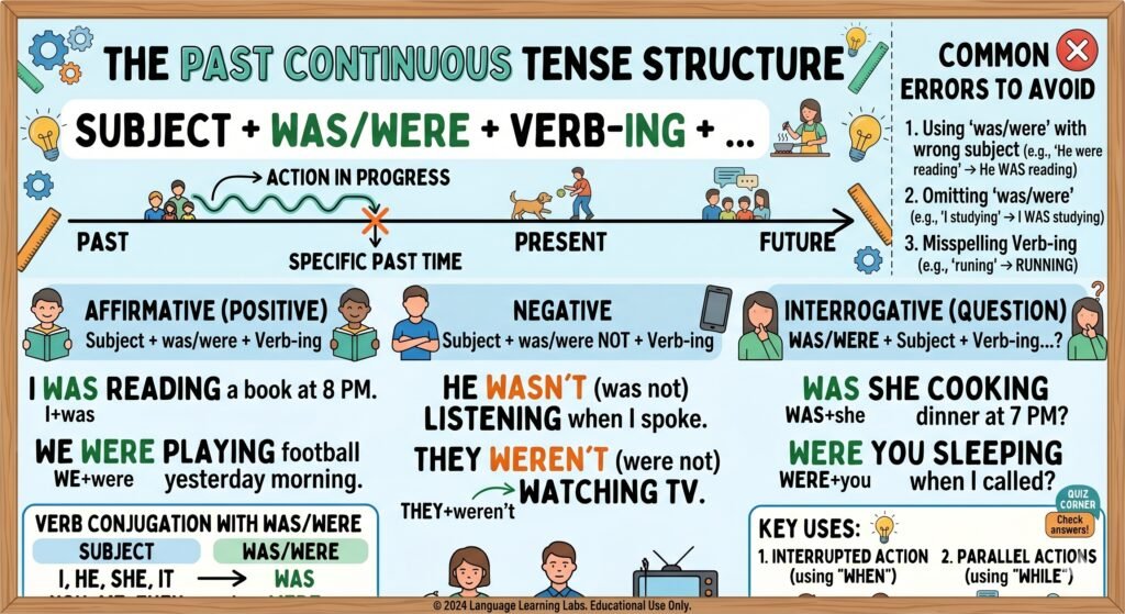 past continuous tense structure