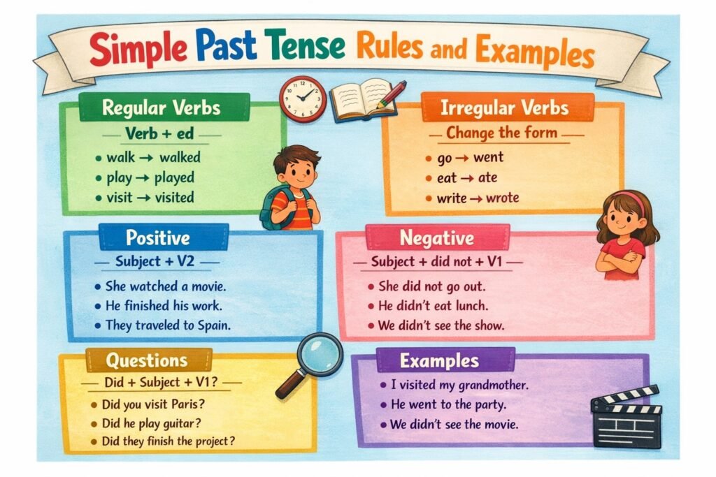 simple past tense rules and examples chart