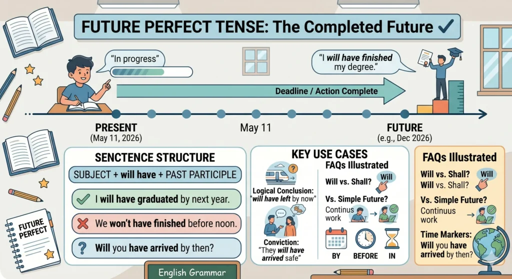 Future Perfect Tense rules and examples in English grammar
