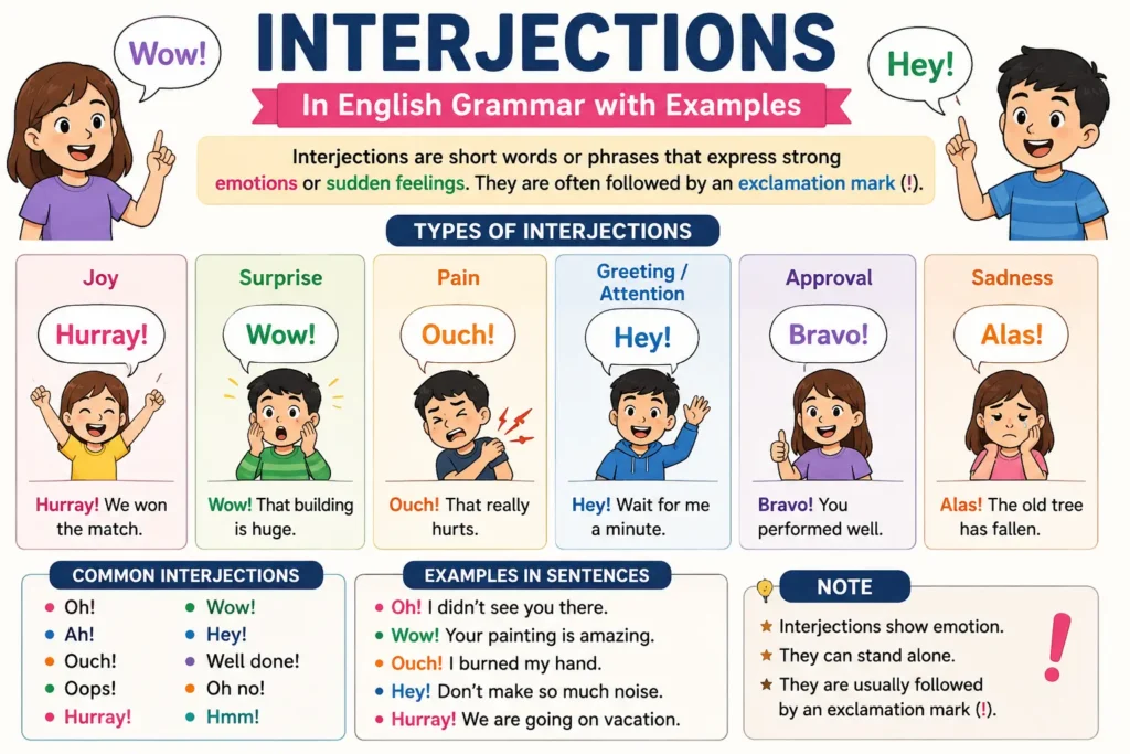 Interjections in English grammar with examples